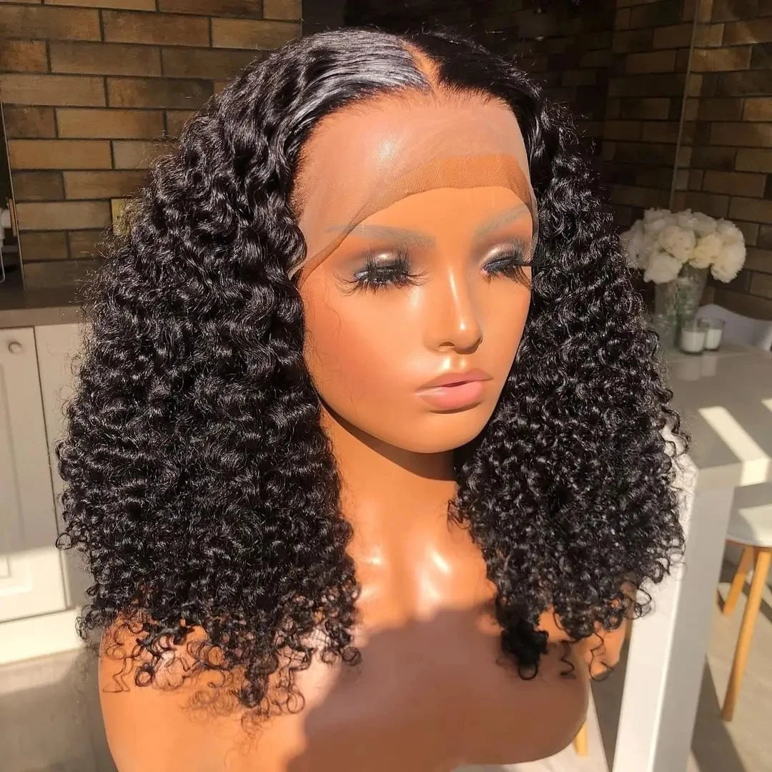 Peruca Lace Front  Curta Cacheada – Cabelo Humano