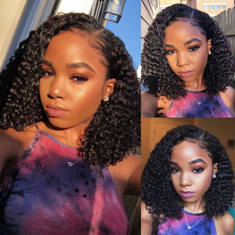 Peruca Lace Front  Curta Cacheada – Cabelo Humano