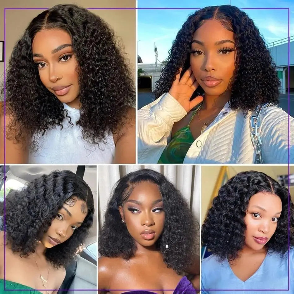 Peruca Lace Front  Curta Cacheada – Cabelo Humano