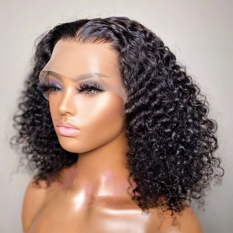 Peruca Lace Front  Curta Cacheada – Cabelo Humano